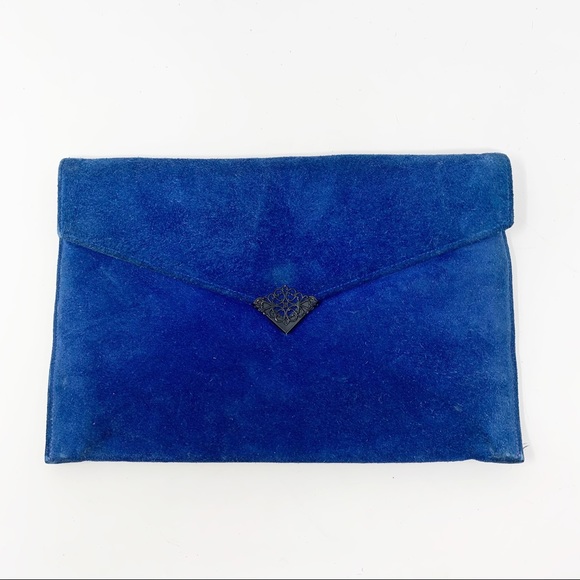 ๐5/$30 Vintage Blue Suede Envelop Clutch - Picture 6 of 9